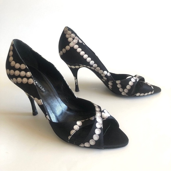 Vintage Hollywould Satin Peep Toe Pumps - Picture 3 of 16